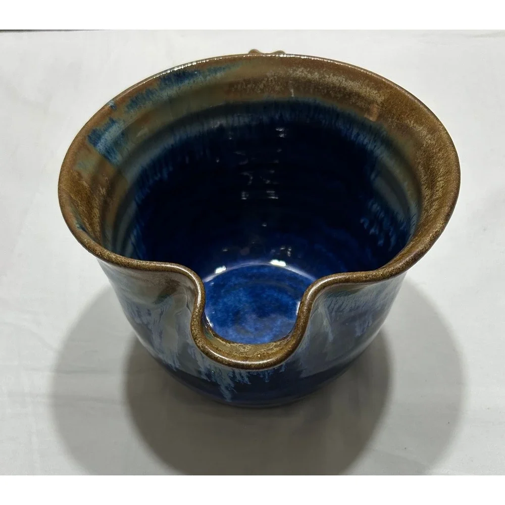 Pigeon River Pottery T Kerns Studio Art Pottery Blue Drip Glaze Pitcher